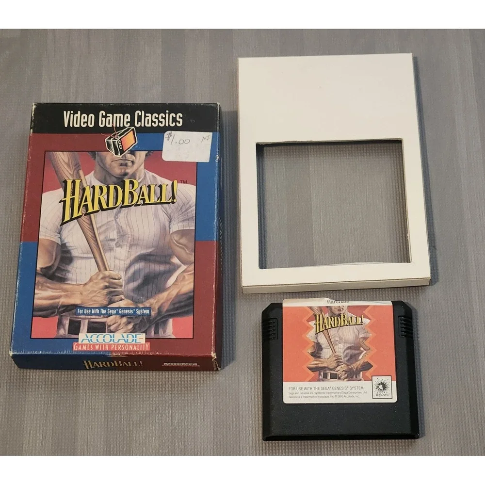 Sega Genesis Hardball Baseball 1991 Video Game Classics Cartridge & Box
